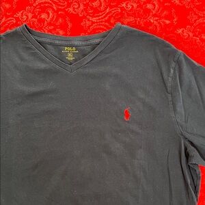 Polo Ralph Lauren Navy Long Sleeve Cotton T Shirt Red Pony Logo XL